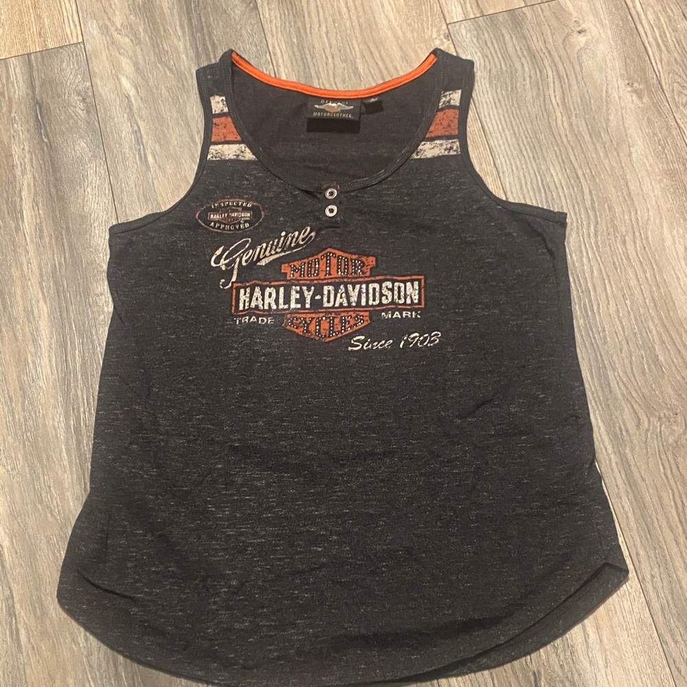 Harley-Davidson Charcoal Tank with Orange Highlights